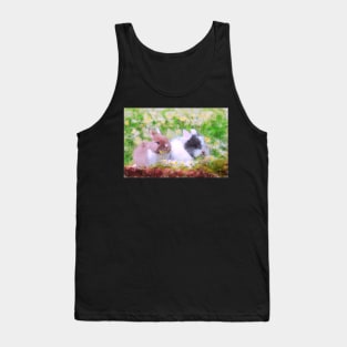 Springtime Bunnies Impressionist Painting Tank Top